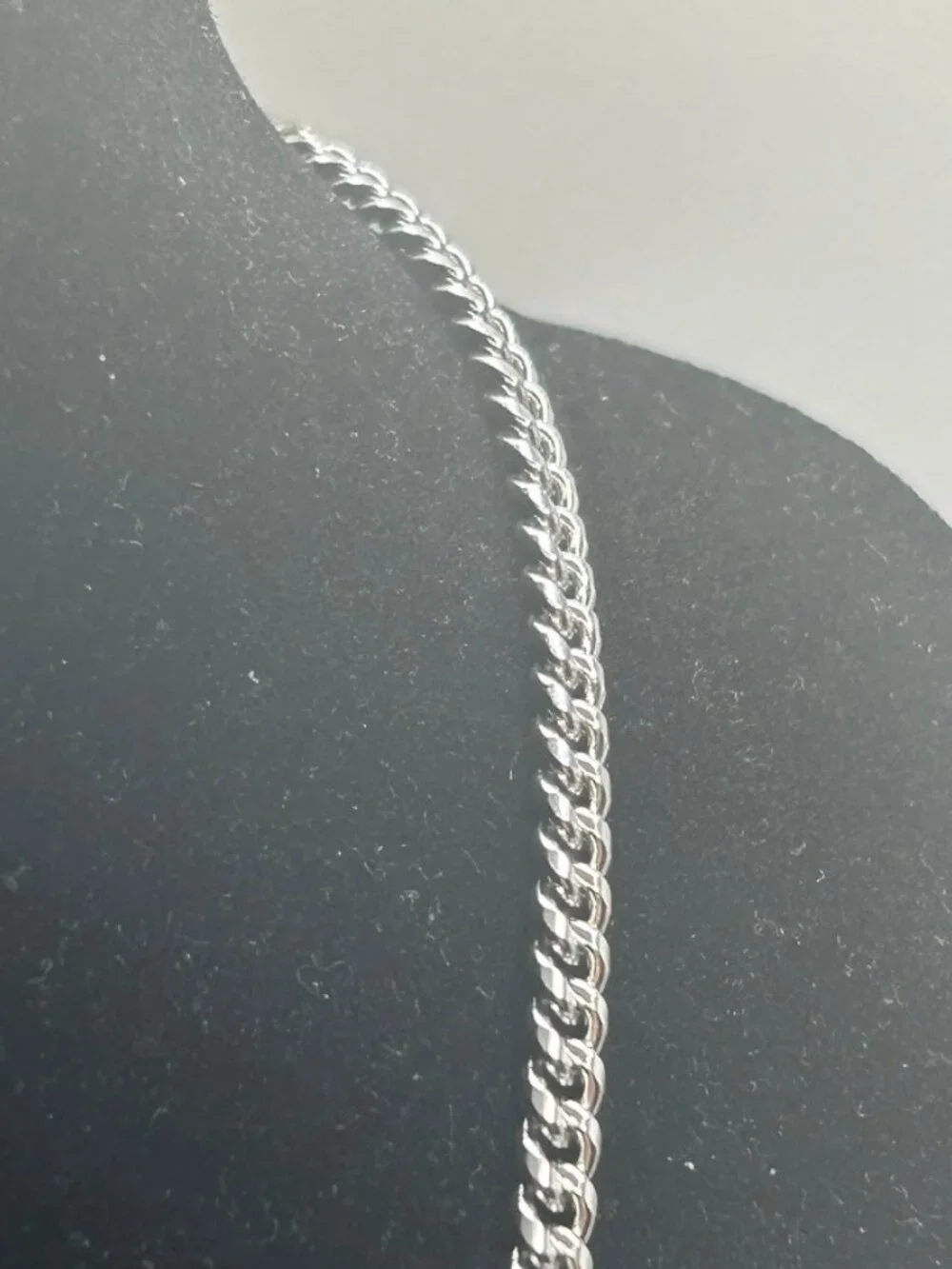 Real Silver Cuban Chain Stainless Steel 4mm 16 Inch Plated Durable Womens